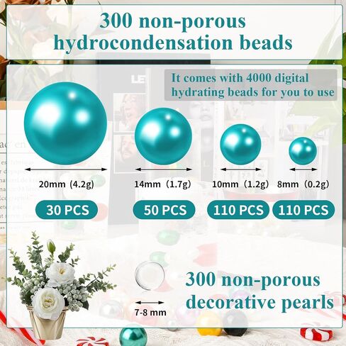 300 Pieces Floating NO Hole Pearls and 5000 Pcs Transparent Water Gels,Highlight Pearls Bead for Vases,8/10/14/20mm Beads for Centerpiece Home Table Party Decor,DIY Wedding Decor(Purple) in Saudi Arabia