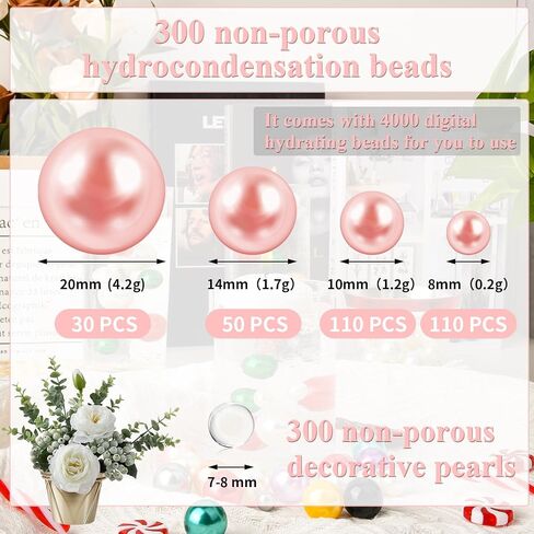 300 Pieces Floating NO Hole Pearls and 5000 Pcs Transparent Water Gels,Highlight Pearls Bead for Vases,8/10/14/20mm Beads for Centerpiece Home Table Party Decor,DIY Wedding Decor(Purple) in Saudi Arabia