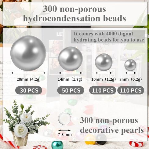 300 Pieces Floating NO Hole Pearls and 5000 Pcs Transparent Water Gels,Highlight Pearls Bead for Vases,8/10/14/20mm Beads for Centerpiece Home Table Party Decor,DIY Wedding Decor(Purple) in Saudi Arabia