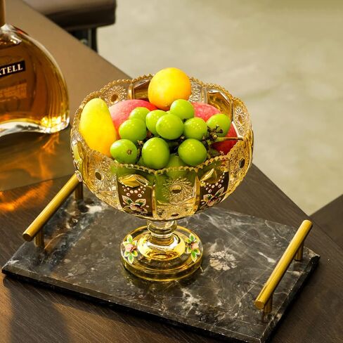 Decorative Stemmed Centerpiece Fruit Bowl for Kitchen, Living Room (Gold, Small). in Saudi Arabia