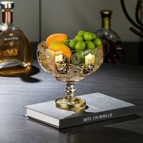 Decorative Stemmed Centerpiece Fruit Bowl for Kitchen, Living Room (Gold, Small). in Saudi Arabia