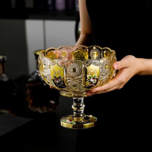 Decorative Stemmed Centerpiece Fruit Bowl for Kitchen, Living Room (Gold, Small). in Saudi Arabia