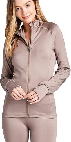 Khanomak Women's Long Sleeve Zip Up Athletic Wear Sweater Work Out Jacket in Kuwait