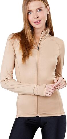 Khanomak Women's Long Sleeve Zip Up Athletic Wear Sweater Work Out Jacket in Kuwait