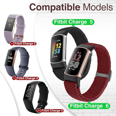 Braided Watch Bands Compatible with Fitbit Charge 6/Fitbit Charge 5 for Women Men, Elastic Adjustable Solo Loop Stretchy Nylon Woven Replacement Wristbands for Fitbit Charge 6/Fitbit Charge 5 in Saudi Arabia