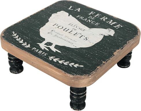 Farmhouse Wooden Riser Rustic Wood Pedestal Display Riser Decorative Riser with Farm Animal Pattern for Kitchen Counter Dining Room - 13.94" x 13.94" x 4.72" in Saudi Arabia