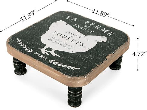 Farmhouse Wooden Riser Rustic Wood Pedestal Display Riser Decorative Riser with Farm Animal Pattern for Kitchen Counter Dining Room - 13.94" x 13.94" x 4.72" in Saudi Arabia