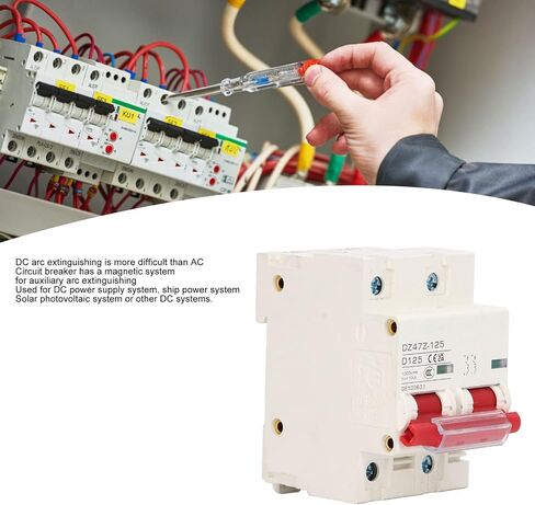DC Miniature Circuit Breaker, 2 Pole 1000V 125Amp Isolator for Solar PV System, 35mm DIN Rail Installation PV Circuit Breaker, Voltage Arrester Device (Blue) in Kuwait