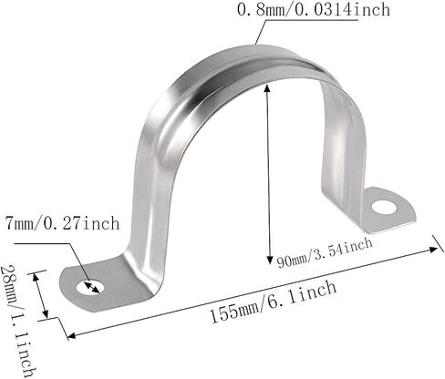 6inch With 2 Holes U Bracket Stainless Steel Tube Strap Tension Clip U Bracket Rigid Pipe Strap Tension Clips for Pipe Fixing(2Pcs) in Saudi Arabia