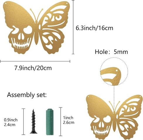 CREATCABIN Skull Metal Wall Art Butterfly Decor Wall Hanging Plaques Ornaments Iron Wall Art Sculpture Sign for Indoor Outdoor Home Livingroom Kitchen Garden Office Decoration Gift Black 6.3 x 7.9inch in Saudi Arabia