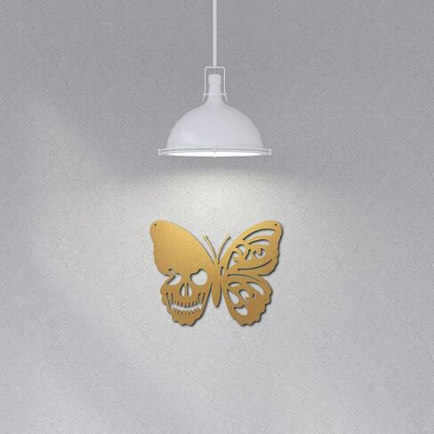 CREATCABIN Skull Metal Wall Art Butterfly Decor Wall Hanging Plaques Ornaments Iron Wall Art Sculpture Sign for Indoor Outdoor Home Livingroom Kitchen Garden Office Decoration Gift Black 6.3 x 7.9inch in Saudi Arabia