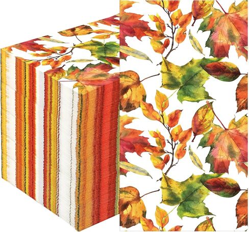 50 Pcs Fall Guest Napkins Maple Leaves Paper Dinner Napkins Thanksgiving Disposable Bathroom Hand Towels Autumn Decorative Party Napkin for Home Kitchen Bathroom Party Supplies, 4.3 x 7.8 Inch in Saudi Arabia