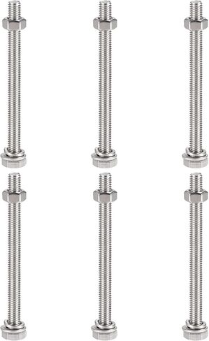 uxcell M6 x 60mm Hex Head Screws Bolts, Nuts, Flat & Lock Washers Kits, 304 Stainless Steel Fully Thread Hexagon Bolts 6 Sets in Saudi Arabia
