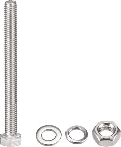 uxcell M6 x 60mm Hex Head Screws Bolts, Nuts, Flat & Lock Washers Kits, 304 Stainless Steel Fully Thread Hexagon Bolts 6 Sets in Saudi Arabia