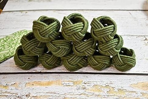 GURU JEE™ Handmade Jute Napkin Rings Green Set of 4 Everyday Use Dining Party Tabletop Décor Gifts Napkin Holder 1.5 Inch in Size Artisan Crafted in India in Saudi Arabia