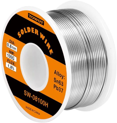 TOWOT 63-37 High Purity Tin Lead Rosin Core Solder Wire for Electrical Soldering, Content 1.8% Solder flux (1.0mm, 50g) in Kuwait
