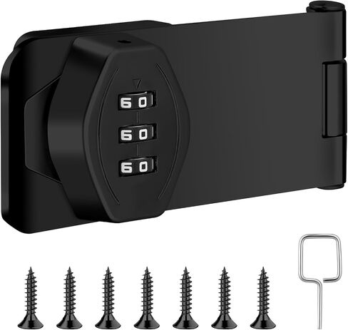 4 Inch Mechanical Password Rotary Hasp Locks 3-Digit Keyless Password Combination Lock Cabinet Combination Lock Twist Knob Hasp Latch Lock for Cabinets Barn Door Closet Box(Black) in Saudi Arabia