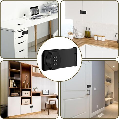 4 Inch Mechanical Password Rotary Hasp Locks 3-Digit Keyless Password Combination Lock Cabinet Combination Lock Twist Knob Hasp Latch Lock for Cabinets Barn Door Closet Box(Black) in Saudi Arabia