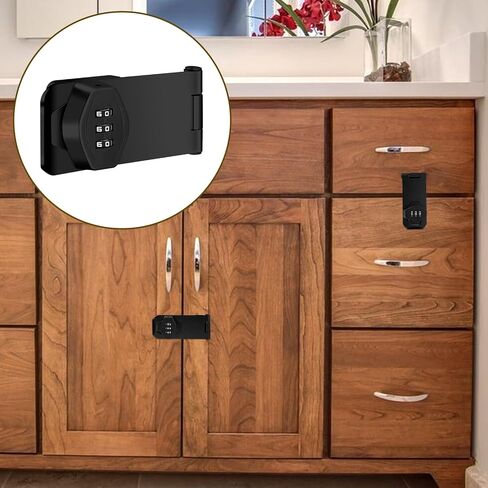 4 Inch Mechanical Password Rotary Hasp Locks 3-Digit Keyless Password Combination Lock Cabinet Combination Lock Twist Knob Hasp Latch Lock for Cabinets Barn Door Closet Box(Black) in Saudi Arabia