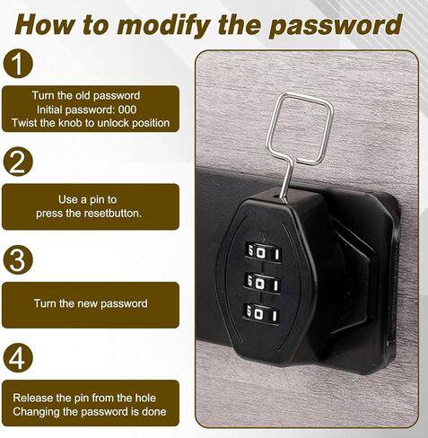 4 Inch Mechanical Password Rotary Hasp Locks 3-Digit Keyless Password Combination Lock Cabinet Combination Lock Twist Knob Hasp Latch Lock for Cabinets Barn Door Closet Box(Black) in Saudi Arabia