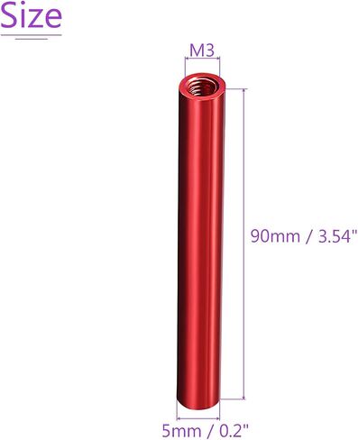 DMiotech 5 حزمة M3x90mm الألومنيوم فاصل العمود الألومنيوم مواجهات الفواصل المستديرة نموذج تباعد المسمار آخر ل RC، الأحمر in Saudi Arabia