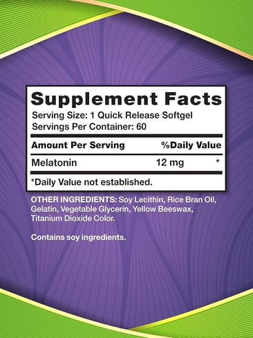 Nature's Truth Melatonin 12mg | 60 Quick Release Softgels | NON-GMO & Gluten Free Supplement | Advanced Liposomal Formula in Saudi Arabia