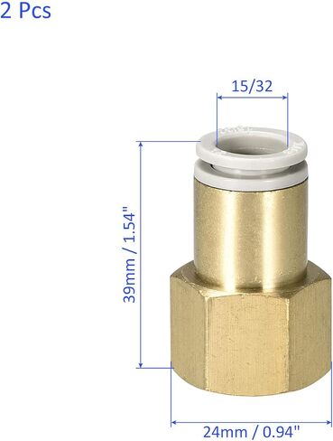 2 حزمة من تركيبات الأنابيب الأنثوية 1/2 PT - اتحاد مستقيم، اضغط لتوصيل التركيبات، تنطبق على النظام الهوائي (معرف 12 مم، ذهبي) in Kuwait