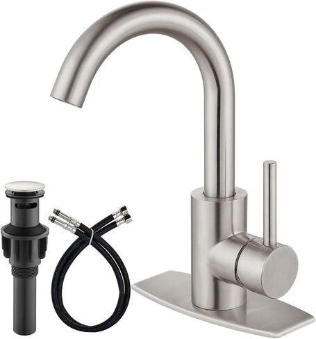 Airuida بار بالوعة صنبور ثقب واحد مقبض واحد بالوعة الحمام صنبور المطبخ الإعدادية الصغيرة الرطب مزرعة RV مرحاض الغرور صنبور خلاط 360 درجة صنبور دوار مع استنزاف المنبثقة ماتي الأسود in Kuwait