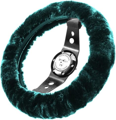 Andalus Brands Australian Sheepskin Steering Wheel Cover, Anti-Slip Universal 15 Inch Fuzzy Steering Wheel Cover Offers a Plush Velvet-Like Touch, Eco-Friendly Fluffy Steering Wheel Cover (Black) in Kuwait