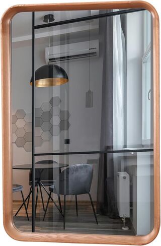 Square Mirror Hardwood Framed Walnut-Black Wall-Mounted Mirror 31.5x31.5 inches Natural Finish Suit for Modern/Nordic/Minimalist Room Décor in Saudi Arabia