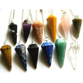 Jet Mix Assorted Cone Pendulums Chain Carved Healing Reiki Dowsing (3)