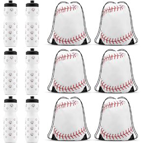 Sunnyray Baseball Party Favors 13 x 17 Inch Baseball Drawstring Bag and 24 oz Baseball Sports Tumbler for School Gym