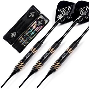 CUESOUL Black Scorpion 16g Soft Tip Darts with Black Dart Case