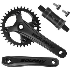 BOLANY Mountain Bike Crankset MTB 1x Square Taper Crankset 104 BCD 170mm Crank 32/34/36T Compatible with Shimano, SRAM, FSA