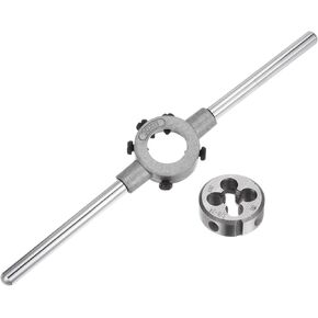 uxcell Die Stock Handle Wrench Set, 3/8-24 UNF Round Die and 30mm Die Holder (Fits 3/8"-7/16" (UNC/UNF) / Metric M10-M11 / 30mm OD Dies) for Bolt Thread Repair