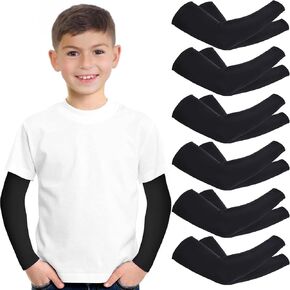 6 Pairs Arm Sleeves for Kids Sport Cooling Compression Cover UV Sun Protection Arm Cover For Boys Girls