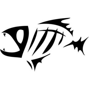 Fish Bone Skeleton Bait Fishing Sportsman Car Truck Windows Decor Decal Sticker - Die cut vinyl decal for windows, cars, trucks, tool boxes, laptops, MacBook - virtually any hard, smooth surface