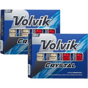 Volvik Crystal 3-Piece Premium Color Golf Balls 2 Dozen (24 Balls) - Mixed Color (White, Red)