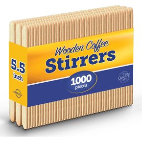 MontoPack Wooden Coffee Stirrers | Bulk Pack of 1000 5.5" Disposable Wood Stir Sticks for Hot or Cold, Beverages & Cocktails | Round Edges, Splinter-free & Food safe, Ideal for Popsicles and Crafts