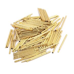uxcell 100pcs R100-3S 1.67mm Dia 29.5mm Length Metal Test Probe Needle Cover Gold Plated