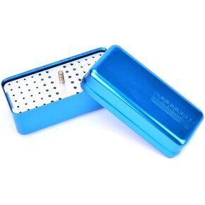 72 Holes Endo Bur Holder Stand Files Aluminum Box Disinfection Sterilizing Storage Case Organizer Box (Red)