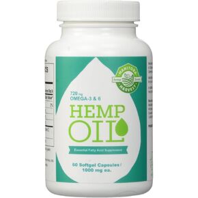 Manitoba Harvest Hemp Seed Oil Softgels, 2,475mg of Plant Based Omegas 3,6 & 9 per serving including GLA, Fish Oil Alternative, 60ct (pack of 12)