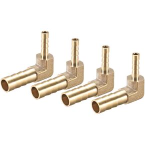 uxcell 8mm to 6mm Barb Brass Hose Fitting 90 Degree Elbow Pipe Connector Coupler 4pcs