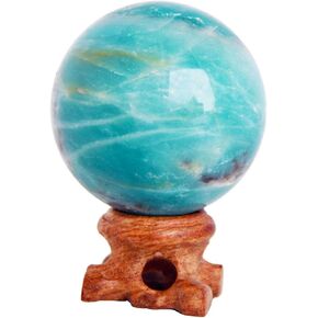 KINO 60mm Dream Amethyst Crystal Quartz Sphere with Wood Stand Natural Crystal Stone Healing Mineral Ball Divination Sphere
