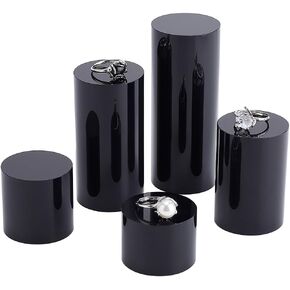 BENECREAT 5Pcs Clear Acrylic Display Block 1.2/1.6/2.4/3.2/4 Inch Round Cylinder Solid Display Pedestal Stand for Jewelry Gem Display Pop Figures Cosmetic Showing