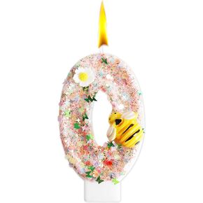 Birthday Candles, Number Candles 2.95 Inch Yellow Bee Number Birthday Candles for Cake Topper Decoration Pink Birthday Candles 1 for Party Wedding Anniversary Celebration