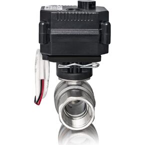 Electric Motorized Ball Valve- Stainless Steel Electrical Ball Valve with Full Port, 9-24V AC/DC and 2 Wire Auto Return Setup, with Manual Override (1/2‘’)