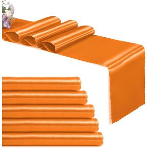 مجموعة من 5 مفارش طاولة من الساتان الأبيض، مفرش طاولة طويل لامع وناعم بطول 30.48 سم × 25.4 سم مع حواف صدفية، مفرش طاولة من الساتان لتزيين حفلات الزفاف والحفلات والولائم in Kuwait