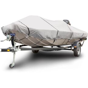 Budge B-611-X5 600 Denier Low Profile Flat Front Boat Cover Gray 18'-20' Long (Beam Width Up to 102") Waterproof, UV Resistant