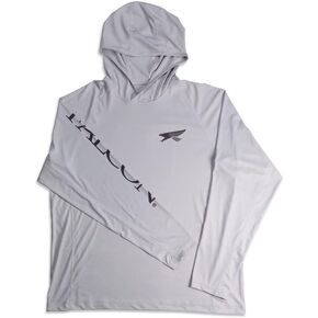 تيشيرت بغطاء للرأس بأكمام طويلة للرجال من Falcon Rods، رمادي، 3XL in Kuwait